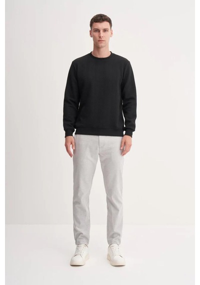 Cazador 53395 Erkek Bisiklet Yaka Sweatshirt Siyah
