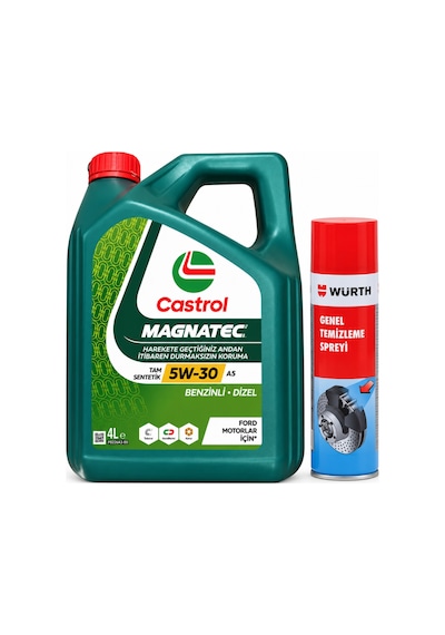 Castrol Motor Yağı Magnatec 5W-30 A5 4 L + Würth Balata Spreyi 500 ML