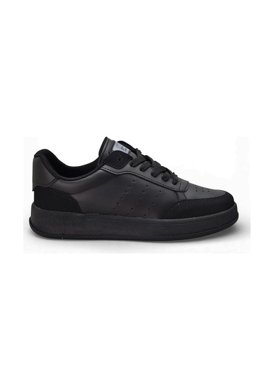 Papatay 1011 Hazır Taban Unisex Spor Ayakkabı Bağcıklı Rahat Sneaker Siyah
