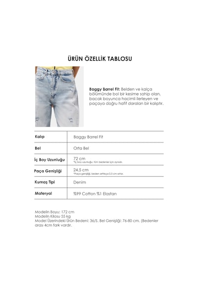 it's basic Kadın Kot Renk 12s6-3 Mid Rise Baggy Barrel Fit Denim Jean