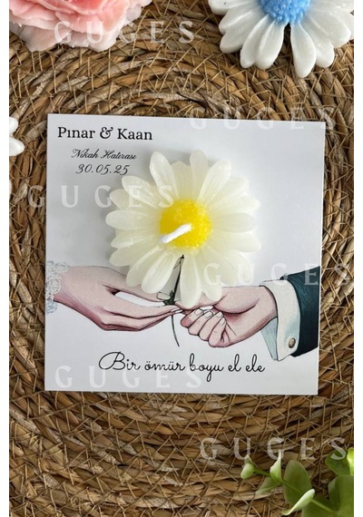 Bernami Mumluk Şamdanpinterest 10 Adet Özel Tasarlanmış Kart Ve Papatya Mum. Düğün, Nişan, Nikah, Söz, Doğum Günü, Nikah Hediyelik Diğer
