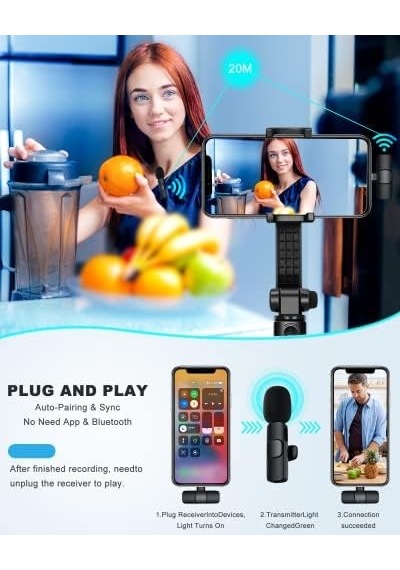 İphone İle Uyumlu Kablosuz Yaka Mikrofon, Telefon Video Kaydı İçin Yaka Klipsli Mikrofon Tiktok Youtube Canlı Yayın Vlog Uygulama/bluetooth Gerekmez