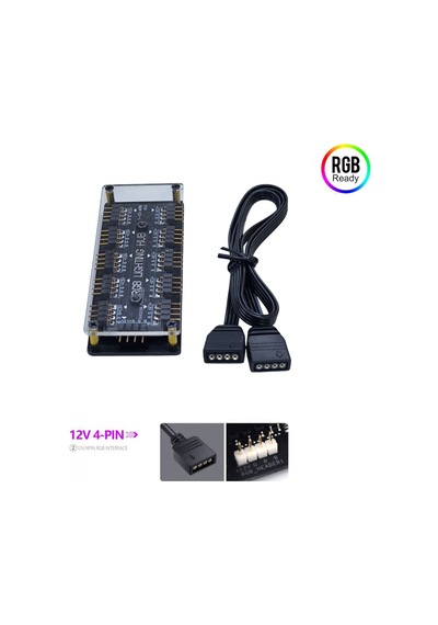 Rgb Led Fan Şerit Hub Splitter 10 Port 12v 4 Pin Kablo Çoklayıcı -
