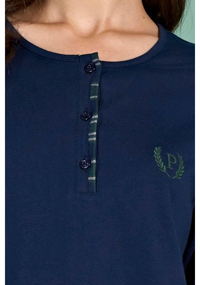 Gd Goldoremi Kadın Pamuklu Rahat Kalıp Düğmeli Ekose Desenli Uzun Kollu Pijama Takımı Lacivert Gd Goldoremi Kadın Pamuklu Rahat Kalıp Düğmeli Ekose Desenli Uzun Kollu Pijama Takımı Lacivert