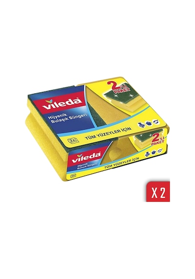 Vileda Hijyenik Oluklu Bulaşık Süngeri 2 x 2'li