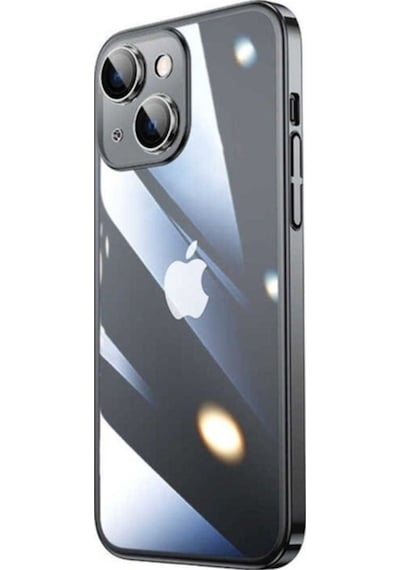 Apple Uyumlu iPhone 14 Kılıf Sert Pc Renkli Çerçeveli Zore Riksos Kapak Siyah
