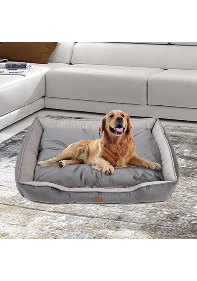 Büyük Boy Kedi Köpek Yatağı 105x80cm - Minderli - Gri