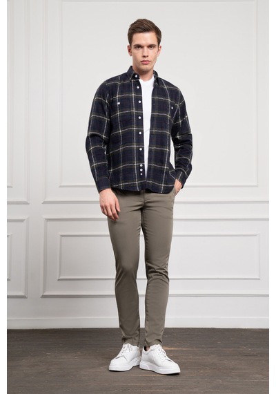 Morven Erkek Haki Regular Fit Desenli Oduncu Gömlek 25ks004001710 Haki Haki