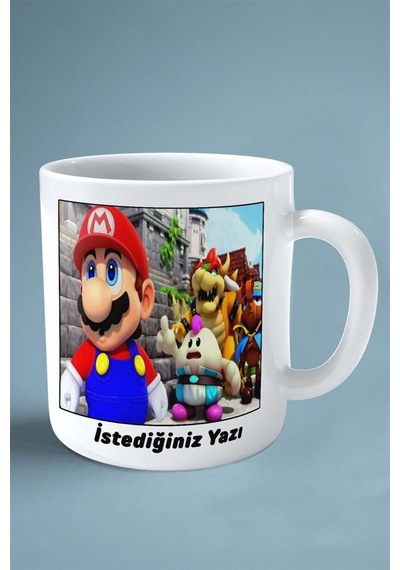 Super Mario Oyun Baskılı Kupa Bardak Çift Taraflı Kişiye Özel Model 17 Çok Renkli