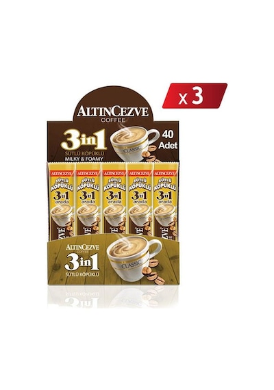 Altıncezve 3ü 1 Arada Sütlü Köpüklü Tek İçimlik Kahve 3'lü 40 x 17 G