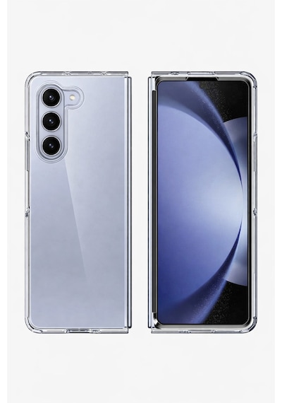 Samsung Uyumlu Galaxy Z Fold 5  Kamera Korumalı Magsafe Wireless Şarj Özellikli Lüks Şeffaf Silikon Telefon Kılıfı Şeffaf