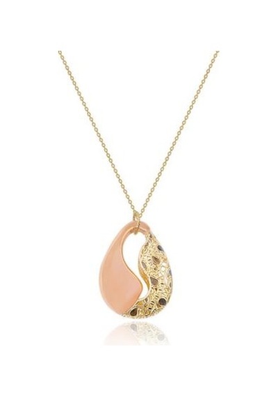 Diamond Line-Gülaylar - Sarı Pembe Altın 14 Ayar Trend Kolye