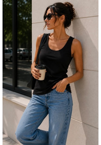 Bbbutikbasic %100 Pamuk Esnek Dokulu Basic Atlet My3535 Siyah