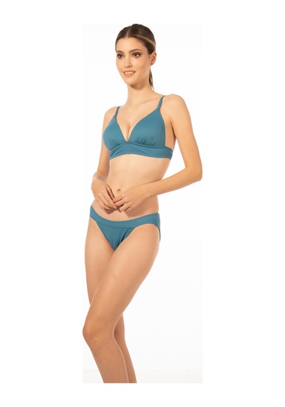 Estiva Kadın Bantlı İp Askılı Kaplı Bikini Takımı - Turkuaz Çok Renkli