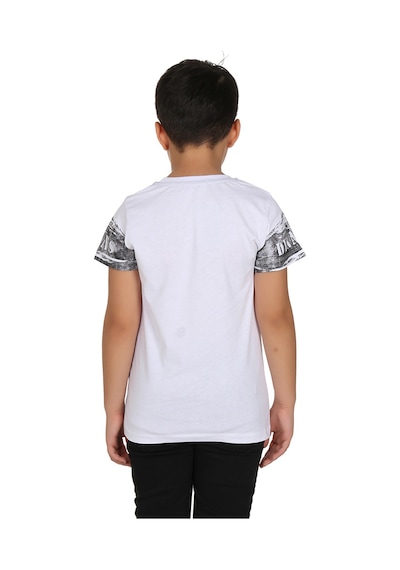 Toontoy Kids Toontoy Erkek Çocuk T-shirt Black Baskılı Beyaz
