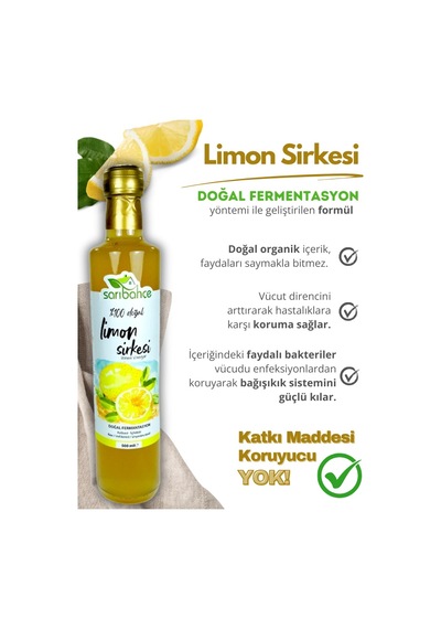 Limon Sirkesi 500 Ml - Organik Doğal Fermantasyon