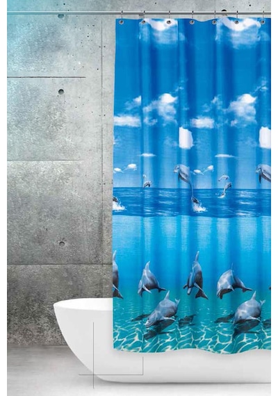 Prado Dolphin Banyo Perdesi Duş Perdesi Çift Kanatlı 120x200cm Renkli