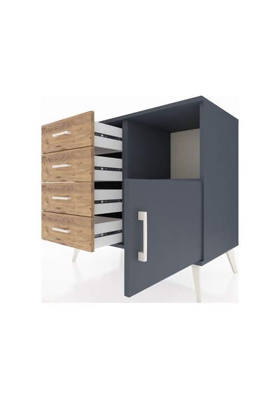 Hyperion Şifonyer Tek Raflı 4 Çekmeceli Tek Kapaklı 88x44x80 Antrasit-antrasit/çam Antrasit/çam Hyperion Şifonyer Tek Raflı 4 Çekmeceli Tek Kapaklı 88x44x80 Antrasit-antrasit/çam Antrasit/çam