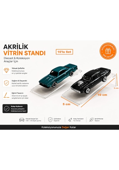 1/64 Diecast Araba Sergileme Rampası Şeffaf Pleksi Stand Hotwhe Elsuyumlu Matchbox Uyumlu