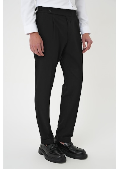 Efor Comfort Fit Beli Tokalı Pileli Siyah Jogger Pantolon P 1170 Siyah