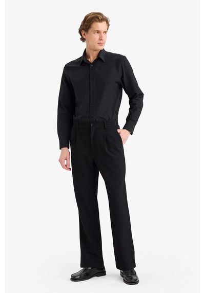 Defacto Modern Fit Polo Yaka Uzun Kollu Gömlek G0375ax26spbk27 Siyah-bk27