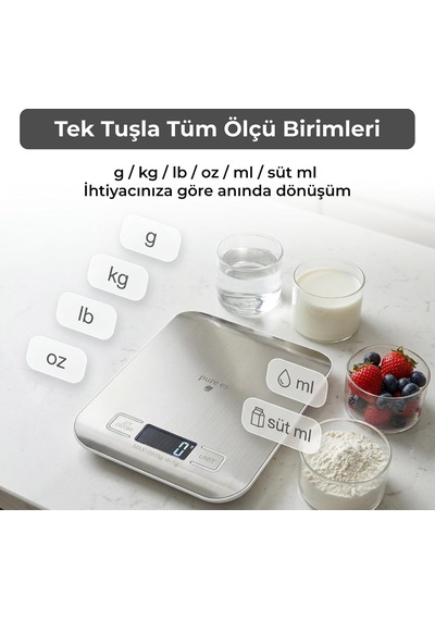 10 Kg Kapasiteli 1 G Hassasiyetli Dijital Mutfak Tartısı - Gri Çok Renkli