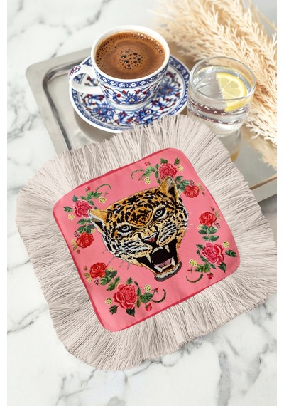 Leopar Çiçek Motifli Saçaklı Servis Kokteyl Peçetesi - Canlı Bohem Pembe Krem Bardak Altlığı Mendil Tozlu Toprak Kestane Leopar Çiçek Motifli Saçaklı Servis Kokteyl Peçetesi - Canlı Bohem Pembe Krem Bardak Altlığı Mendil Tozlu Toprak Kestane