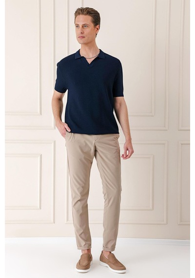 Efor Slim Fit Polo Yaka Kısa Kol %100 Pamuk Lacivert Triko Tr 868 Lacivert