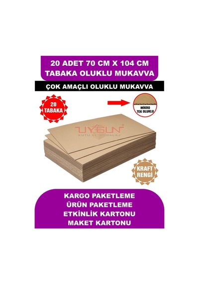 20 Adet 70cm X 104cm Baskısız Tabaka Oluklu Mukavva, Çocuk Etkinlik Kartonu, Maket Kartonu, Kargo Kartonu