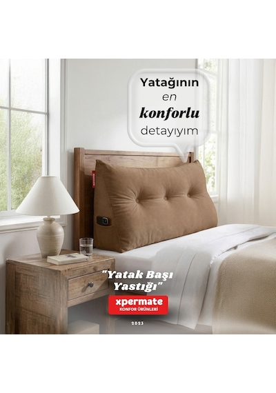 Yatak Başı Yastığı Sırt ve Bel Destek Yastığı 120 CM Yaslanma ve Dinlenme Yastığı Kahverengi