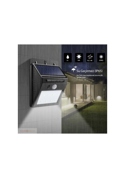 Güneş Enerjili Solar Dış Mekan Lambası - 20 Led Aydınlatmalı - Duvar Tipi