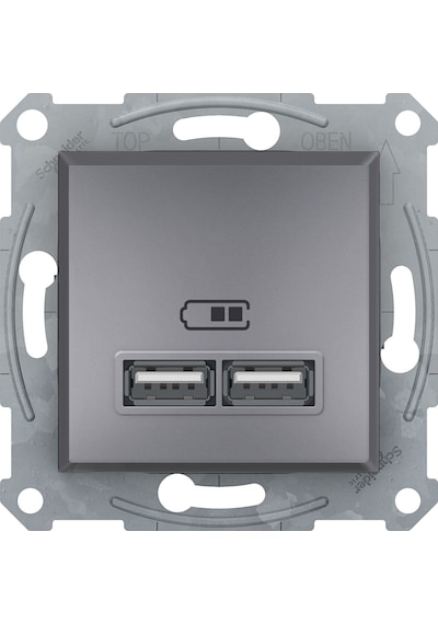 Schneider Asfora Plus Çelik Usb Şarj Prizi 21A Type A Çerçevesiz