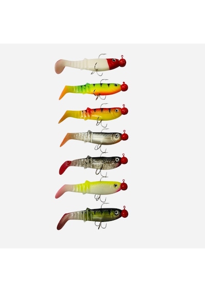 Captain Style Soft 10cm 22gr Turna Mix Set Çift Traflı 14 Gözlü Kutu 7ad Silikon Yapay Yem