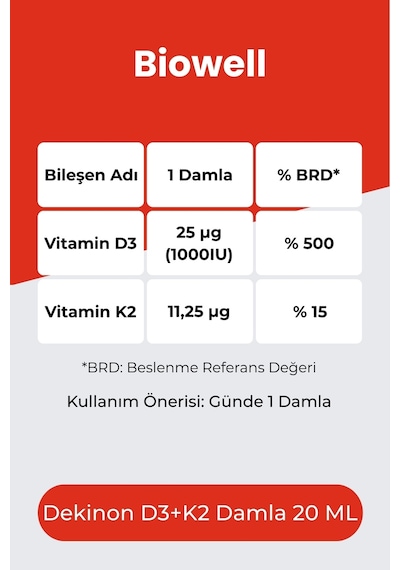 Biowell Dekinon D3K2 Damla 20 ML