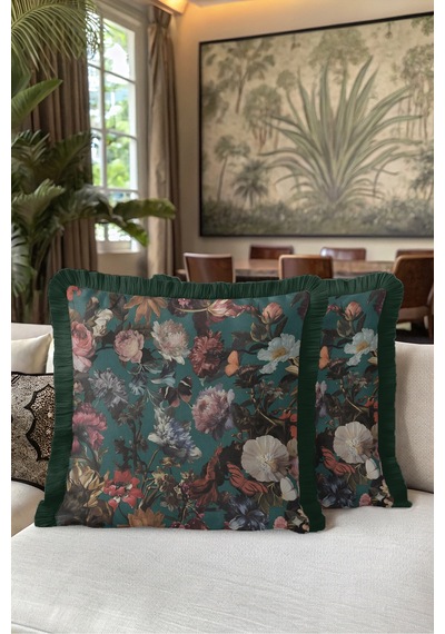 Çiçek Desenli Vintage Botanik Saçaklı Yastık Kılıfı - Romantik Bahçe Siyah Püsküllü Kırlent Kılıfı Sessiz Sahil Opal Çiçek Desenli Vintage Botanik Saçaklı Yastık Kılıfı - Romantik Bahçe Siyah Püsküllü Kırlent Kılıfı Sessiz Sahil Opal