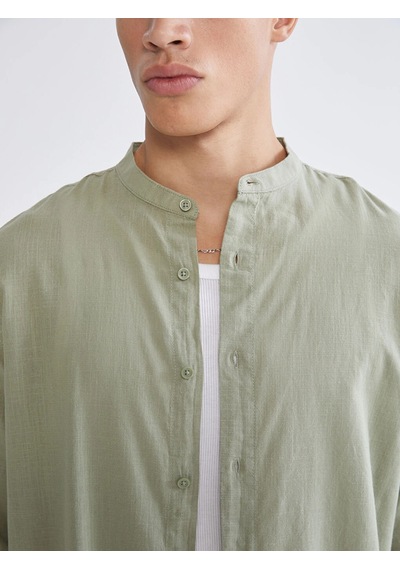 LC Waikiki Xsıde Haki Regular Fit Poplin Erkek Gömlek Dull Khakı