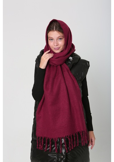Remsa Püsküllü Buklet Atkı Şal 40x210 Cm 1257 Bordo Bordo