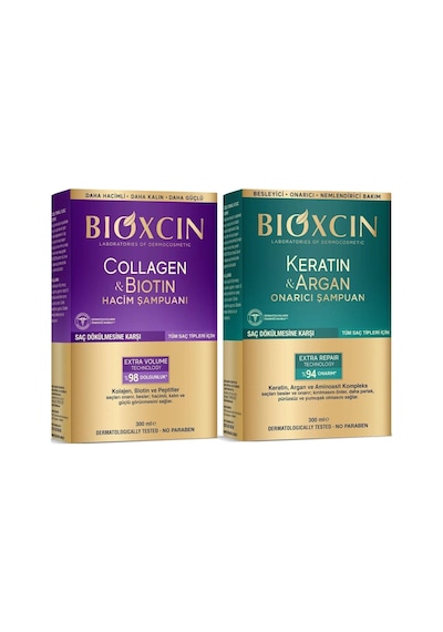 Collagen & Biotin Hacim Şampuanı 300ml + Keratin & Argan Onarıcı Şampuan 300ml Seti