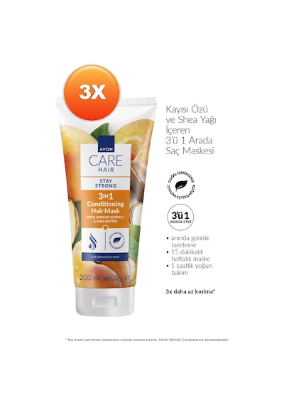 Care Kayısı Özü Ve Shea Yağı İçeren 3 U 1 Arada Saç Maskesi 200ml Üçlü Paket