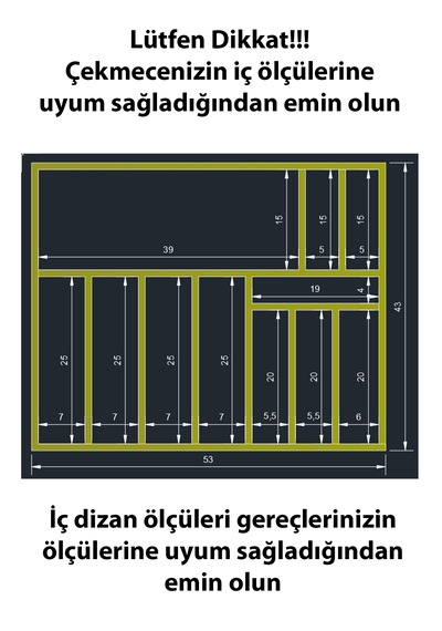 53 X 43 Cm Ahşap Kaşıklık Çekmece İçi Organizer Doğal Ahşap Mutfak Düzenleyici