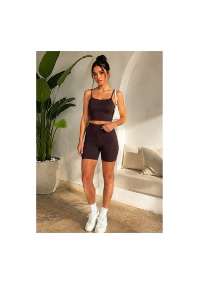 Unika Boutique Kadın Şortlu Kaşkorse Takım kahverengi