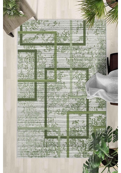 Kaymaz Taban Yıkanabilir Halı Mutfak, Salon, Yatak Odası İçin Modern Dijital Baskı Halı Slnhalı81 - 332 Çok Renkli