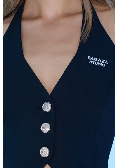 Sagaza Studio Ss6039 Slım Fit Yelek Lacivert