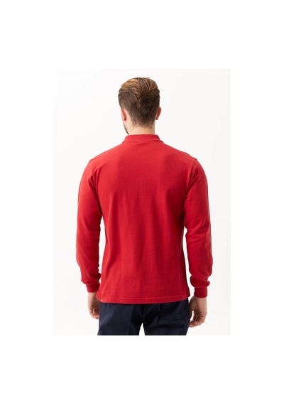 Padus %100 Pamuk Polo Yaka Uzun Kollu T-shirt Bordo