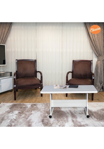 Eliusta_Ticaret Tekerlekli Mdf Masa Orta Sehpa Ofis Sehpası Yemek Masası
