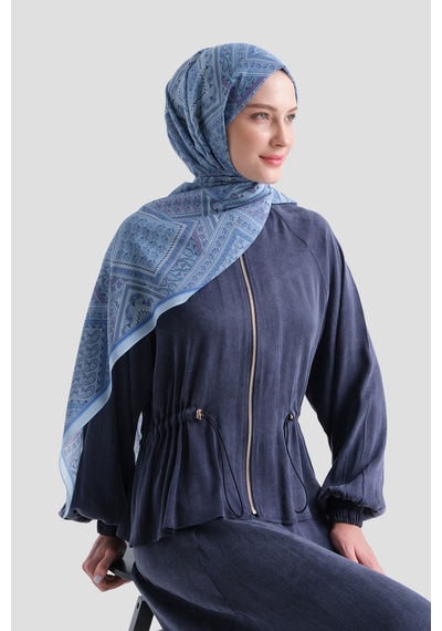 Armine Elegance Pamuk - İpek Şal As464 Mavi