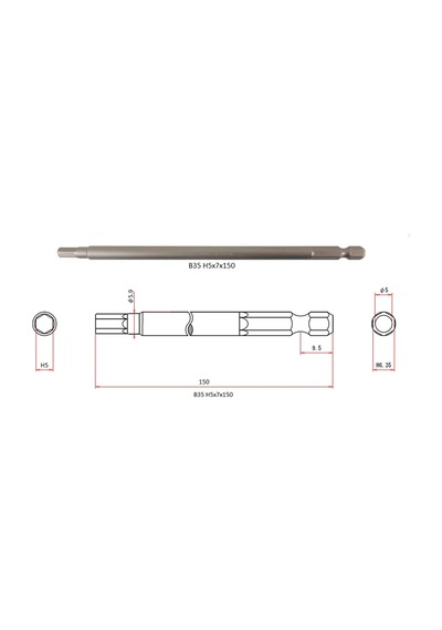 vessel 424096 Allen Bits Uç 5x150 MM