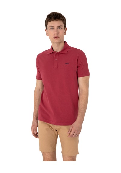 U.S. Polo Assn. Erkek Regular Fit Polo Yaka Basic T-shirt Vişne