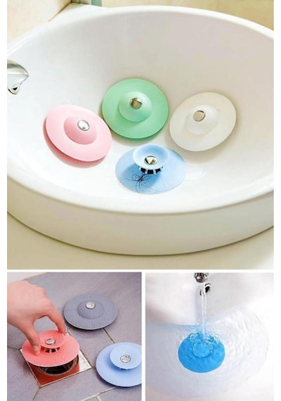 2 Adet 2 Kademeli Dokunmatik Lavabo Tıkacı Silikon Lavabo Gider Tıpası Süzgeç Silikon Diğer