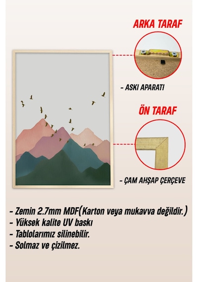 Ahşap Çerçeveli Mdf Tablo Seti Salon Ve Oturma Odası İçin Çt3006 32 X 42